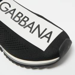 مملوكة مسبقًا Dolce & Gabbana Black Knit Fabric Sorrento Slip On Sneakers Size 42
