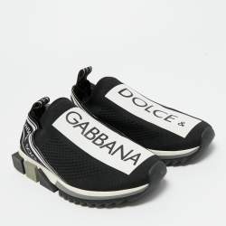 مملوكة مسبقًا Dolce & Gabbana Black Knit Fabric Sorrento Slip On Sneakers Size 42
