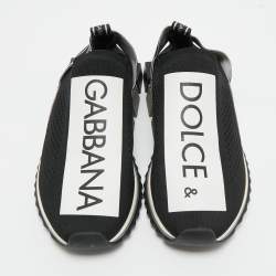 مملوكة مسبقًا Dolce & Gabbana Black Knit Fabric Sorrento Slip On Sneakers Size 42