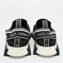 مملوكة مسبقًا Dolce & Gabbana Black Knit Fabric Sorrento Slip On Sneakers Size 42