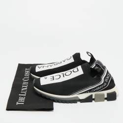 مملوكة مسبقًا Dolce & Gabbana Black Knit Fabric Sorrento Slip On Sneakers Size 42