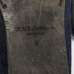 Pre Owned Dolce & Gabbana Navy Blue Denim Slip On Loafers Size 43