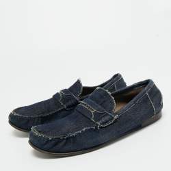 Pre Owned Dolce & Gabbana Navy Blue Denim Slip On Loafers Size 43