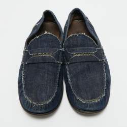 Pre Owned Dolce & Gabbana Navy Blue Denim Slip On Loafers Size 43