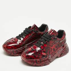 Pre Owned Dolce & Gabbana Black/Red Leather Daymaster Sneakers Size 43