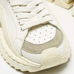 Pre Owned Dolce & Gabbana White Leather and Suede Super King Sneakers Size 40.5