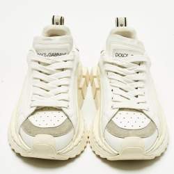 Pre Owned Dolce & Gabbana White Leather and Suede Super King Sneakers Size 40.5