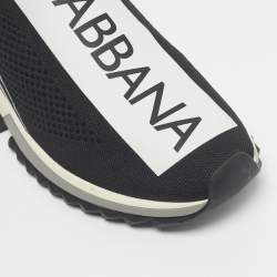 Pre Owned Dolce & Gabbana Black/White Knit Fabric Sorrento Slip On Sneakers Size 44