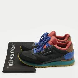 Pre Owned Dolce & Gabbana Multicolor Canvas and Leather Lace Up Sneakers Size 40