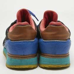 Pre Owned Dolce & Gabbana Multicolor Canvas and Leather Lace Up Sneakers Size 40