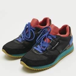 Pre Owned Dolce & Gabbana Multicolor Canvas and Leather Lace Up Sneakers Size 40