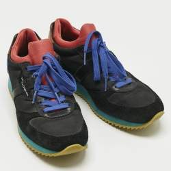 Pre Owned Dolce & Gabbana Multicolor Canvas and Leather Lace Up Sneakers Size 40