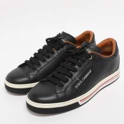 Pre Owned Dolce & Gabbana Black Leather Low Top Sneakers Size 41