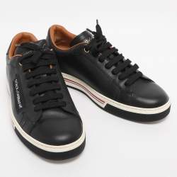 Pre Owned Dolce & Gabbana Black Leather Low Top Sneakers Size 41