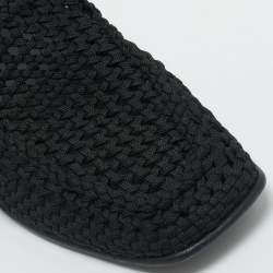 Pre Owned Dolce & Gabbana Black Woven Fabric Crochet Loafers Size 42.5