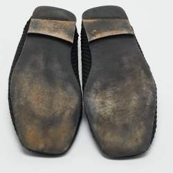 Pre Owned Dolce & Gabbana Black Woven Fabric Crochet Loafers Size 42.5