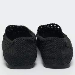Pre Owned Dolce & Gabbana Black Woven Fabric Crochet Loafers Size 42.5