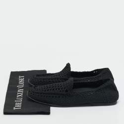 Pre Owned Dolce & Gabbana Black Woven Fabric Crochet Loafers Size 42.5
