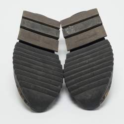 Pre Owned Dolce & Gabbana Gold/Black Knit Fabric Sorrento Slip On Sneakers Size 43