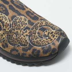 Pre Owned Dolce & Gabbana Gold/Black Knit Fabric Sorrento Slip On Sneakers Size 43