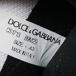 Pre Owned Dolce & Gabbana Gold/Black Knit Fabric Sorrento Slip On Sneakers Size 43