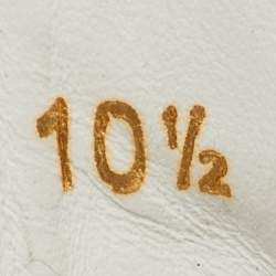 مملوكة مسبقًا حذاء رياضي دولتشي أند غابانا بورتوفينو جلدي أبيض/ذهبي مزين  بتاج مقاس 44.5