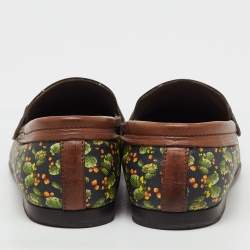 Pre Owned Dolce & Gabbana Multicolor Cactus Print Canvas and Leather Amalfi Smoking Slippers Size 41