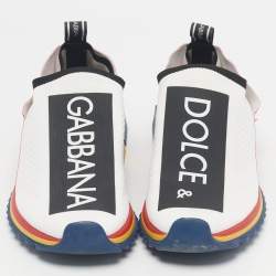 Pre Owned Dolce & Gabbana Black/Red Knit Fabric Sorrento Slip-On Sneakers Size 41.5