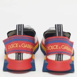 Pre Owned Dolce & Gabbana Black/Red Knit Fabric Sorrento Slip-On Sneakers Size 41.5