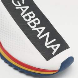 Pre Owned Dolce & Gabbana Black/Red Knit Fabric Sorrento Slip-On Sneakers Size 41.5