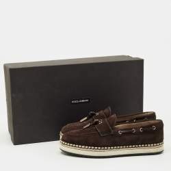 Pre Owned Dolce & Gabbana Brown Suede Slip On Espadrilles Size 39