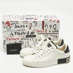 Pre Owned حذاء رياضي دولتشي أند غابانا منخفض من الأعلى بورتوفينو جلد أبيض مقاس 40