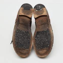 Pre Owned Dolce & Gabbana Brown Leather Runway Studs Cortina Lace Up Ankle Boots Size 41