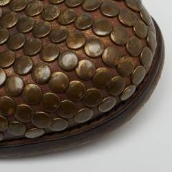 Pre Owned Dolce & Gabbana Brown Leather Runway Studs Cortina Lace Up Ankle Boots Size 41