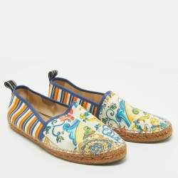 Pre Owned Dolce & Gabbana Multicolor Majolica Print Canvas Slip On Espadrilles Size 45