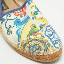 Pre Owned Dolce & Gabbana Multicolor Majolica Print Canvas Slip On Espadrilles Size 45