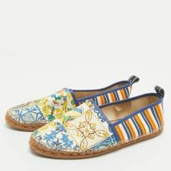 Pre Owned Dolce & Gabbana Multicolor Majolica Print Canvas Slip On Espadrilles Size 45