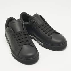 Pre Owned Dolce & Gabbana Black Leather Roma Low Top Sneakers Size 40