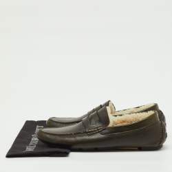 مملوكة مسبقًا حذاء لوفرز دولتشي أند غابانا فراء شيرلينغ جلد زيتوني مقاس 44