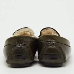 مملوكة مسبقًا حذاء لوفرز دولتشي أند غابانا فراء شيرلينغ جلد زيتوني مقاس 44