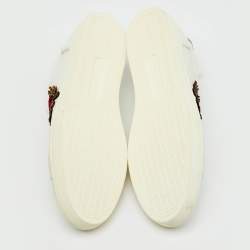 Pre Owned Dolce & Gabbana White Leather Embellished Heart Portofino Sneakers Size 45