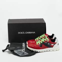 Pre Owned حذاء رياضي دولتشي أند غابانا جامايكا كانفاس طباعة عظام متعاكسة مع جمجمة وجلد متعدد الألوان مقاس 43.5
