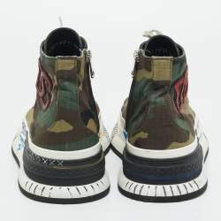 Pre Owned Dolce & Gabanna Green Camouflage Canvas High Top  Sneakers Size 44.5