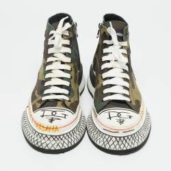 Pre Owned Dolce & Gabanna Green Camouflage Canvas High Top  Sneakers Size 44.5