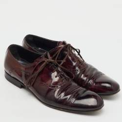 Pre Owned Dolce & Gabbana Burgundy Leather Brogue Lace Up Oxford Size 43