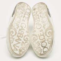 Pre Owned Dolce & Gabbana White/Black Leather Portofino Low Top Sneakers Size 42.5