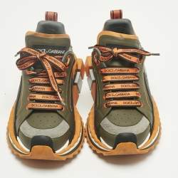 Pre Owned Dolce & Gabbana Green/Orange Leather Super King Platform Low Top Sneakers Size 40