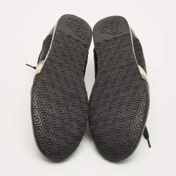 مملوكة مسبقًا حذاء رياضي دولتشي أند غابانا شعار DG جلد أسود ونايلون وجلد لامع برباط مقاس 45