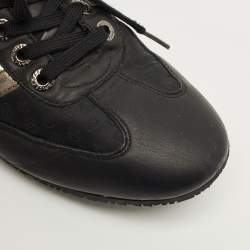 مملوكة مسبقًا حذاء رياضي دولتشي أند غابانا شعار DG جلد أسود ونايلون وجلد لامع برباط مقاس 45