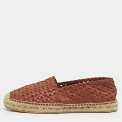 مملوكة مسبقًا Dolce & Gabbana Size 43 Brown Woven Leather Slip On Espadrilles